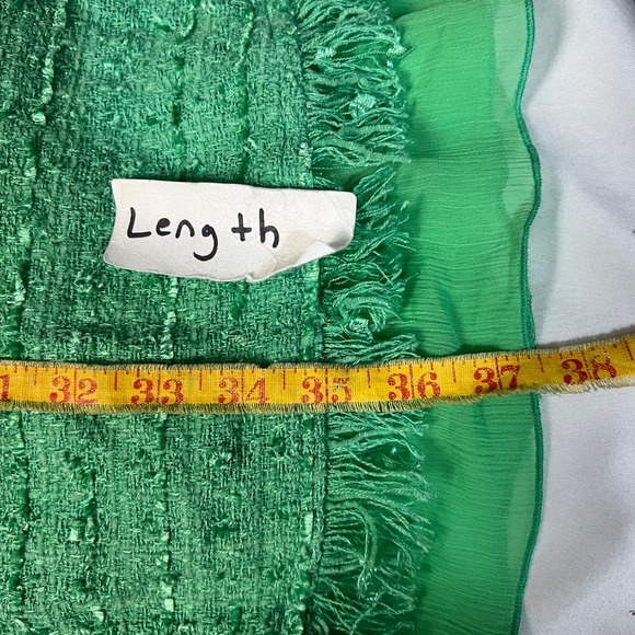Design Todays Green Textured Fringe Skirt XL Asymmetrical Hem Made USA Retro Y2K - Picture 6 of 9